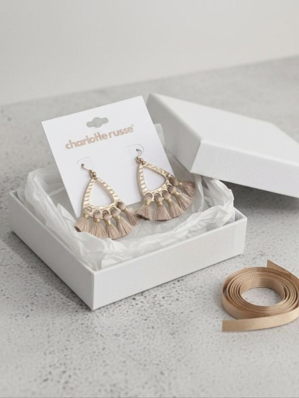 Charlotte Russe Rose Gold Tassel Drop Earrings